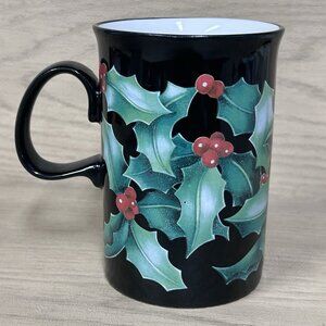 Dunoon Mug Holly by Caroline Bessey Scotland 4.25" Black Handle Berwick